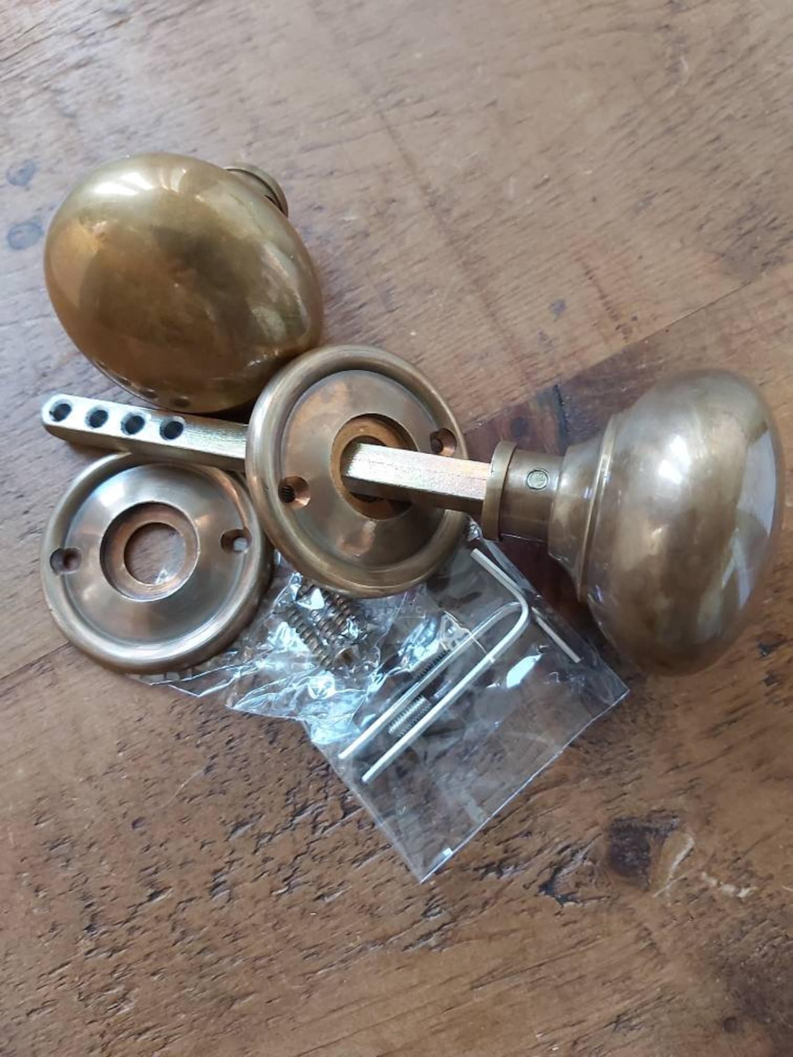 Antique Style Brass Door Knobs Set Rim Lock Door Knobs Etsy