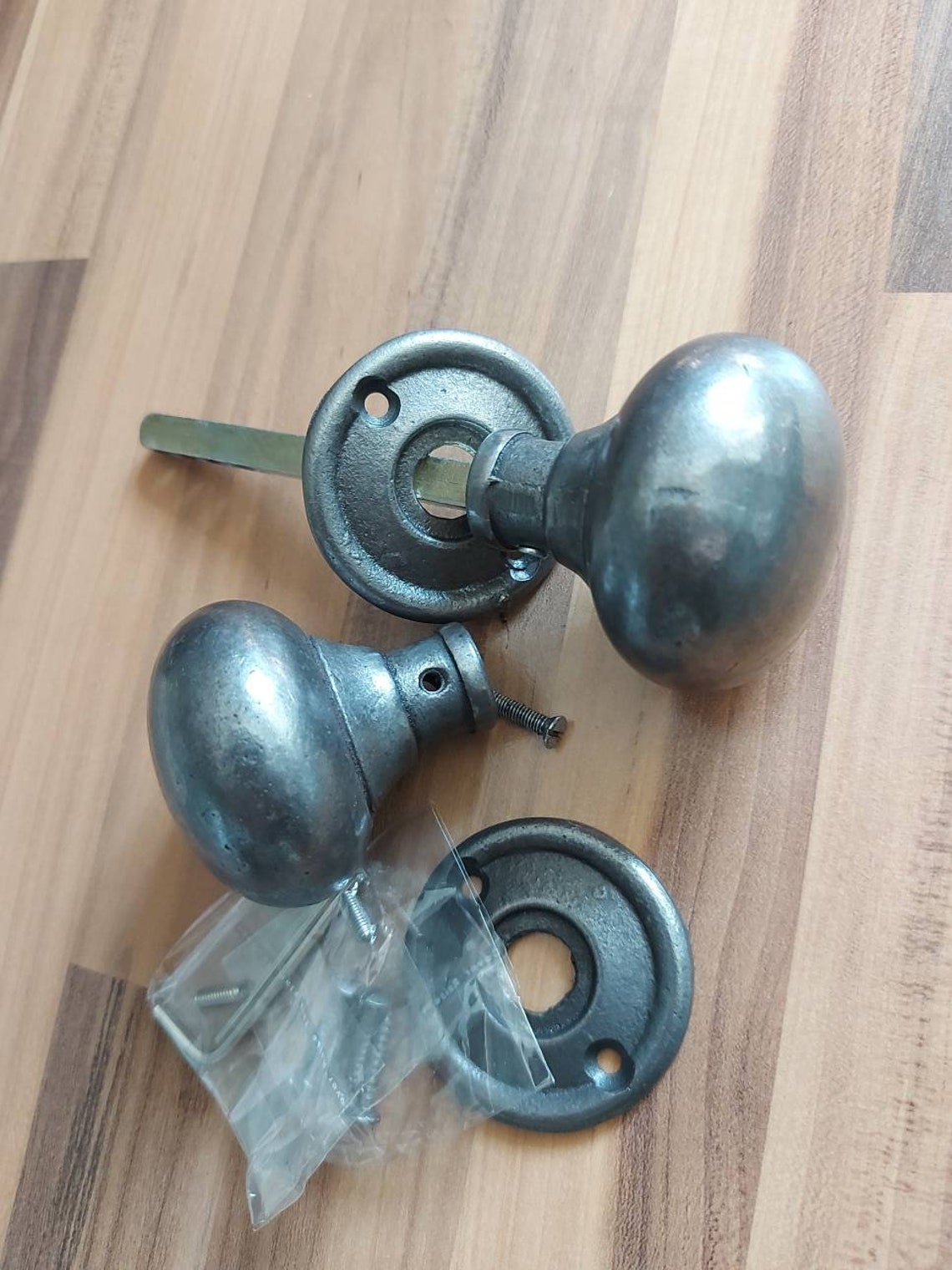 Antique Cast Iron Door Knobs Set Rim Lock Door Knobs Etsy UK