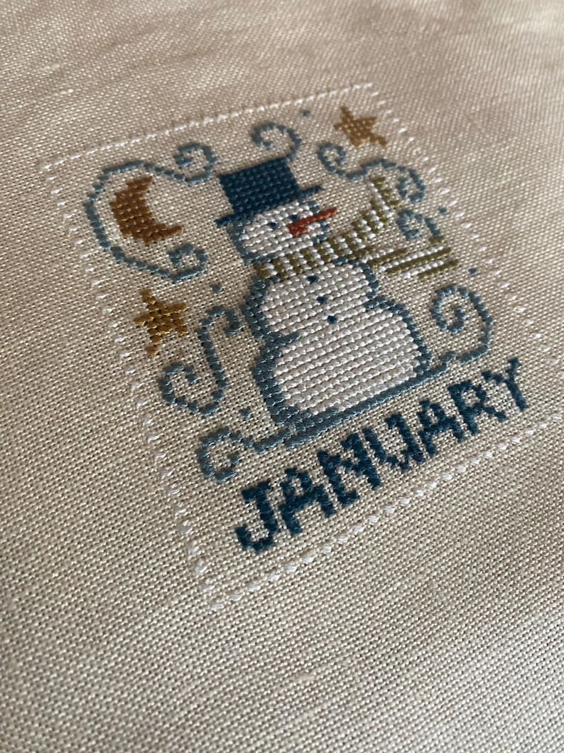 January Snowman, Cross Stitch pattern, PDF download image 7