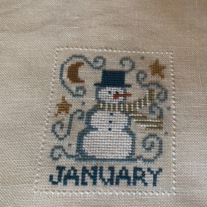 January Snowman, Cross Stitch pattern, PDF download image 5