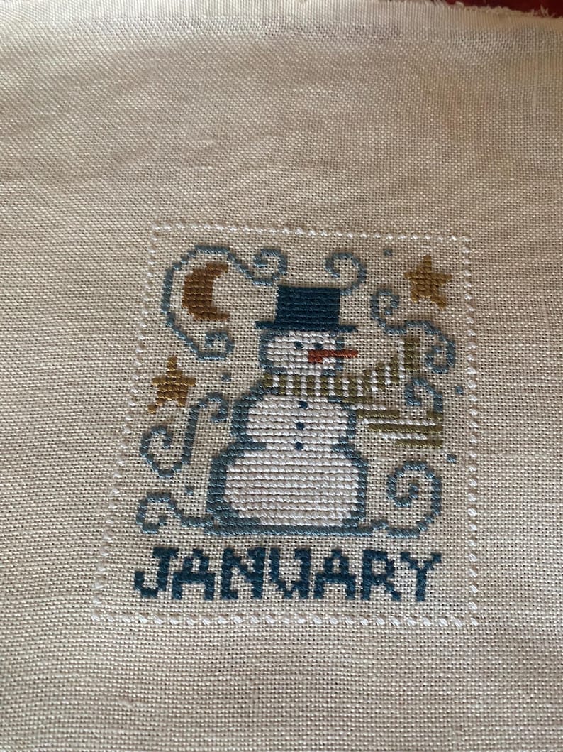 January Snowman, Cross Stitch pattern, PDF download image 5