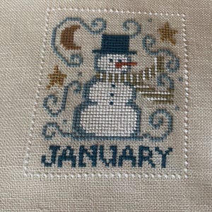 January Snowman, Cross Stitch pattern, PDF download