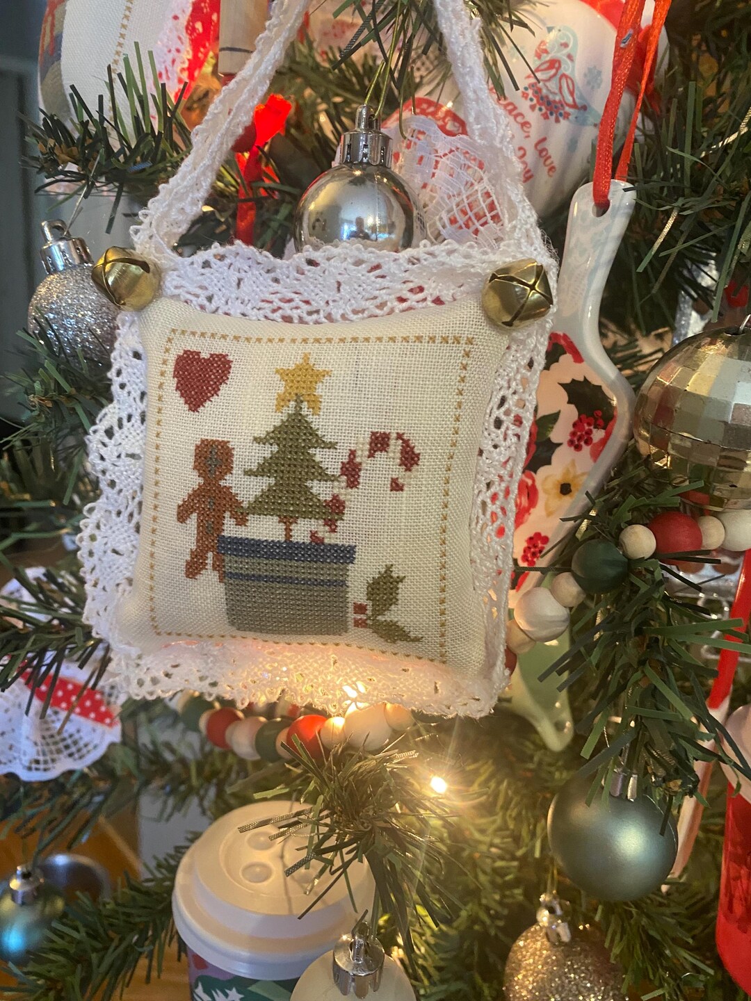 Prim Christmas Crock Ornament Cross Stitch Pattern (PDF) - Etsy
