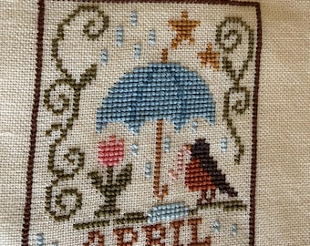 April, Spring Cross Stitch Pattern, Monthly Moments (PDF Download)