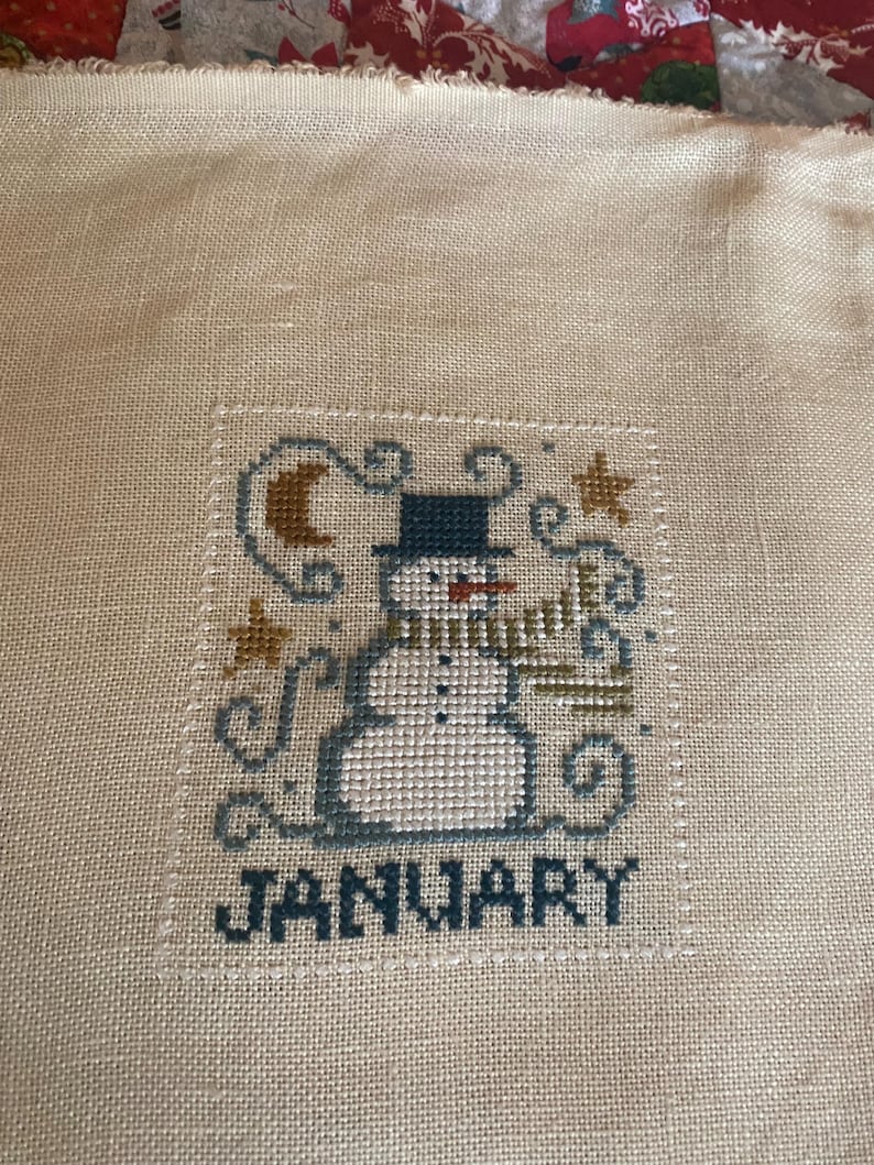 January Snowman, Cross Stitch pattern, PDF download image 8