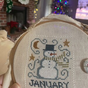 January Snowman, Cross Stitch pattern, PDF download image 6