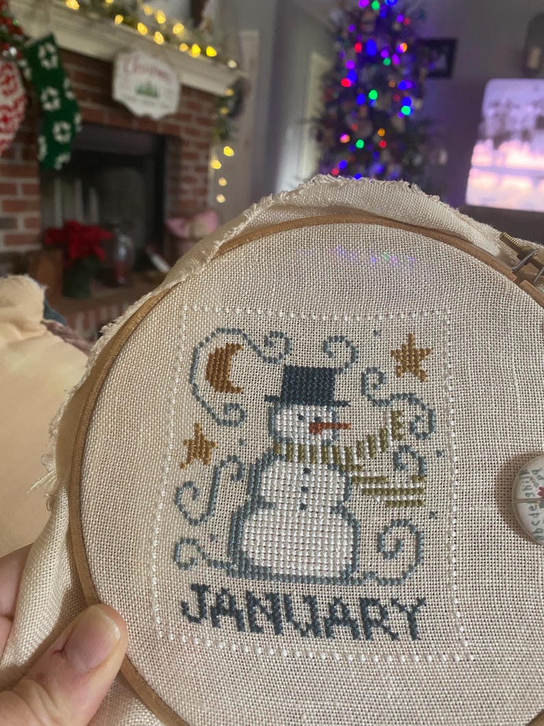 January Snowman, Cross Stitch pattern, PDF download image 6