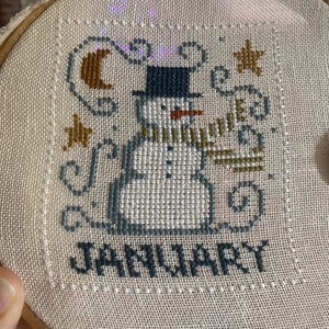 January Snowman, Cross Stitch pattern, PDF download image 4