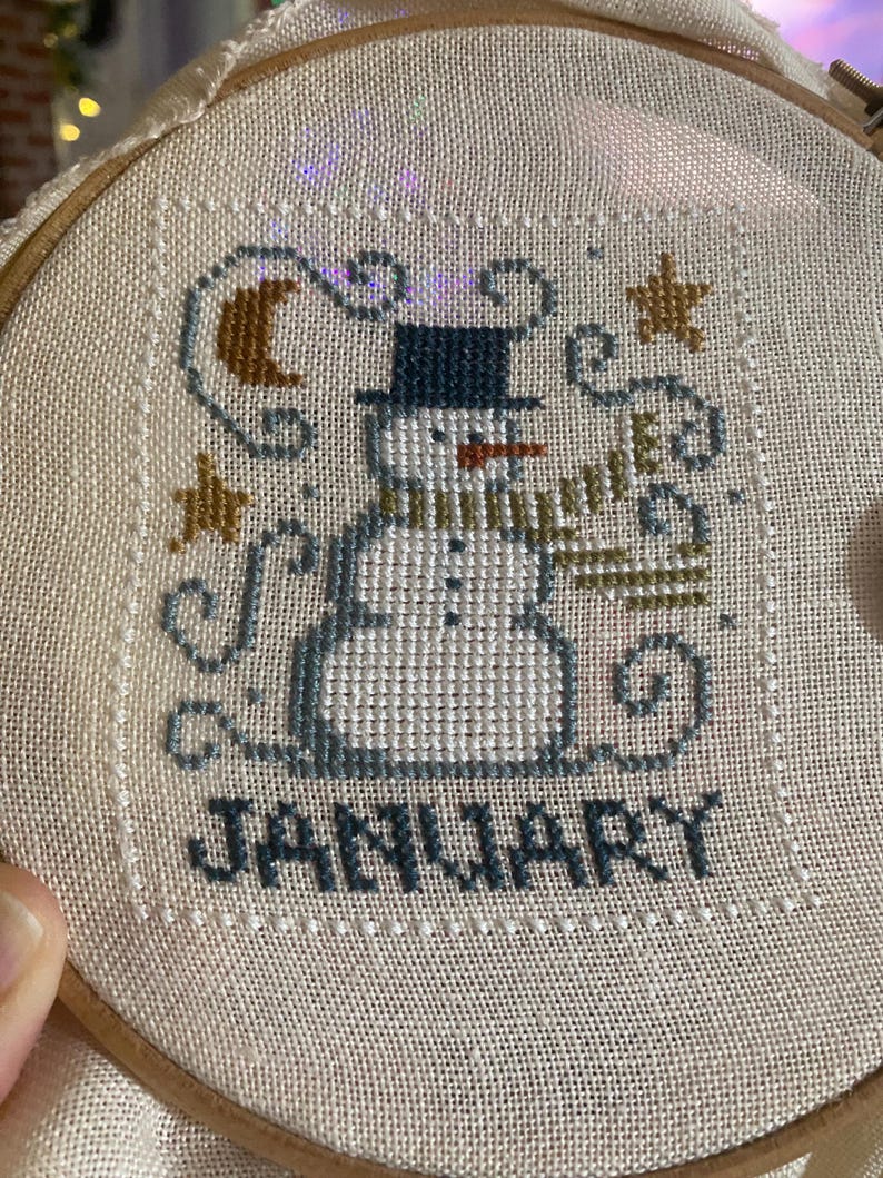 January Snowman, Cross Stitch pattern, PDF download image 4
