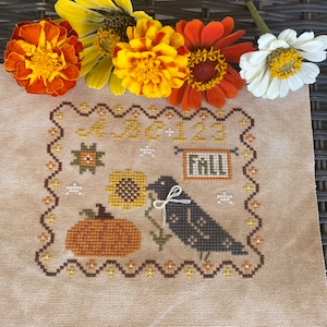 Fall Mini Sampler, Monica’s Stitching Studio. Fall cross stitch pattern, Autumn cross stitch pattern. PDF Digital download, B&W and color!