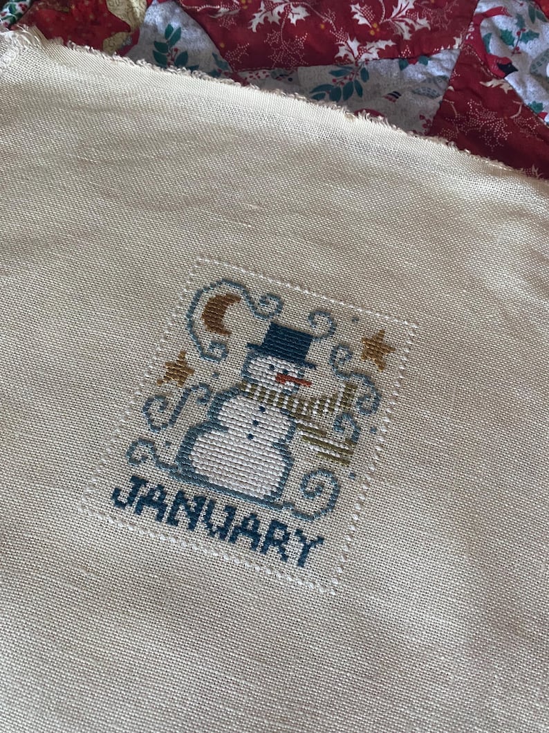 January Snowman, Cross Stitch pattern, PDF download image 9