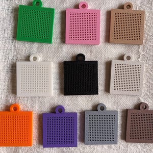 Stitchable 3D Printed Keychain Blank | Floss Ring Bling | Double-Sided Cross Stitch Keychain | 2” x 2” Plastic Canvas Alternative