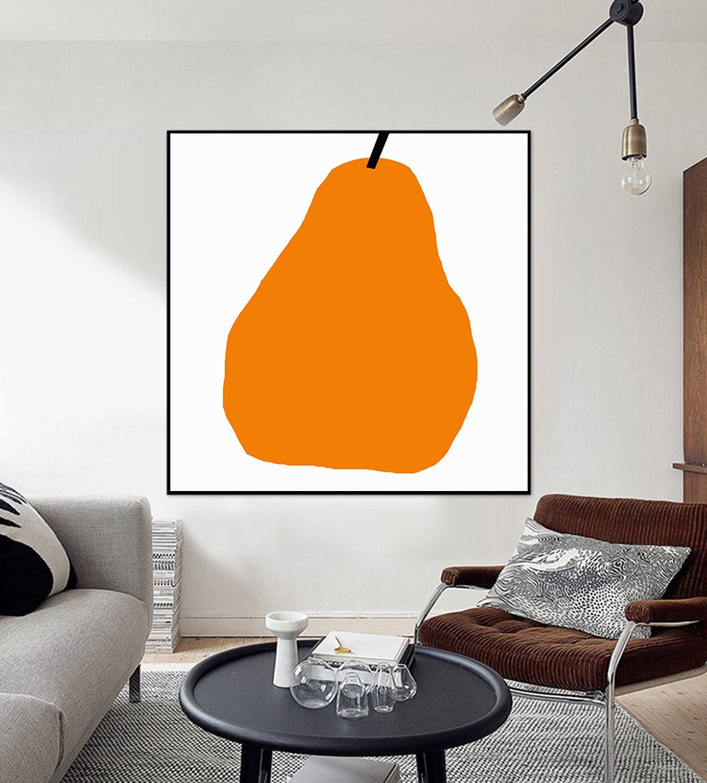 Orange Pear Minimalist Art Fruit Art Gift Art Food Art Kitchen Etsy