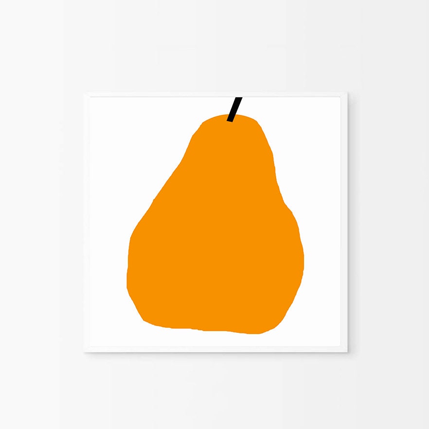 Orange Pear Minimalist Art Fruit Art Gift Art Food Art Kitchen Etsy