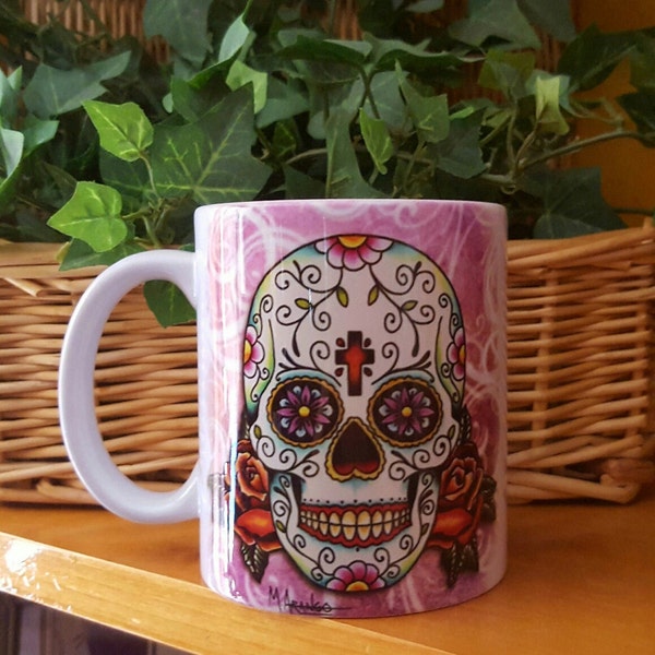 Sugar Skull Mug, Day of the Dead "Dia De Los Muertos" Coffee Mug