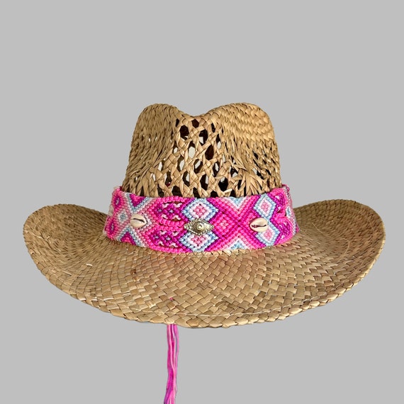 Ibiza Ethnic Pink Cowboy Hat. Handmade by Ibiza Capatchos 