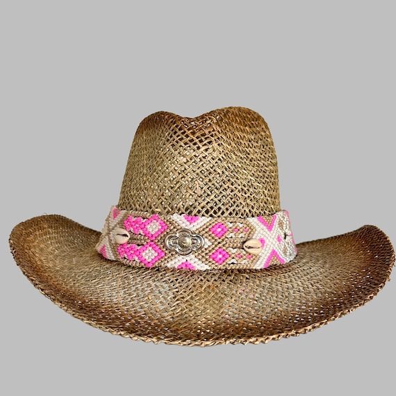 Ibiza Ethnic Pink, Taupe & White Cowboy Hat. Handmade by  display picture 1
