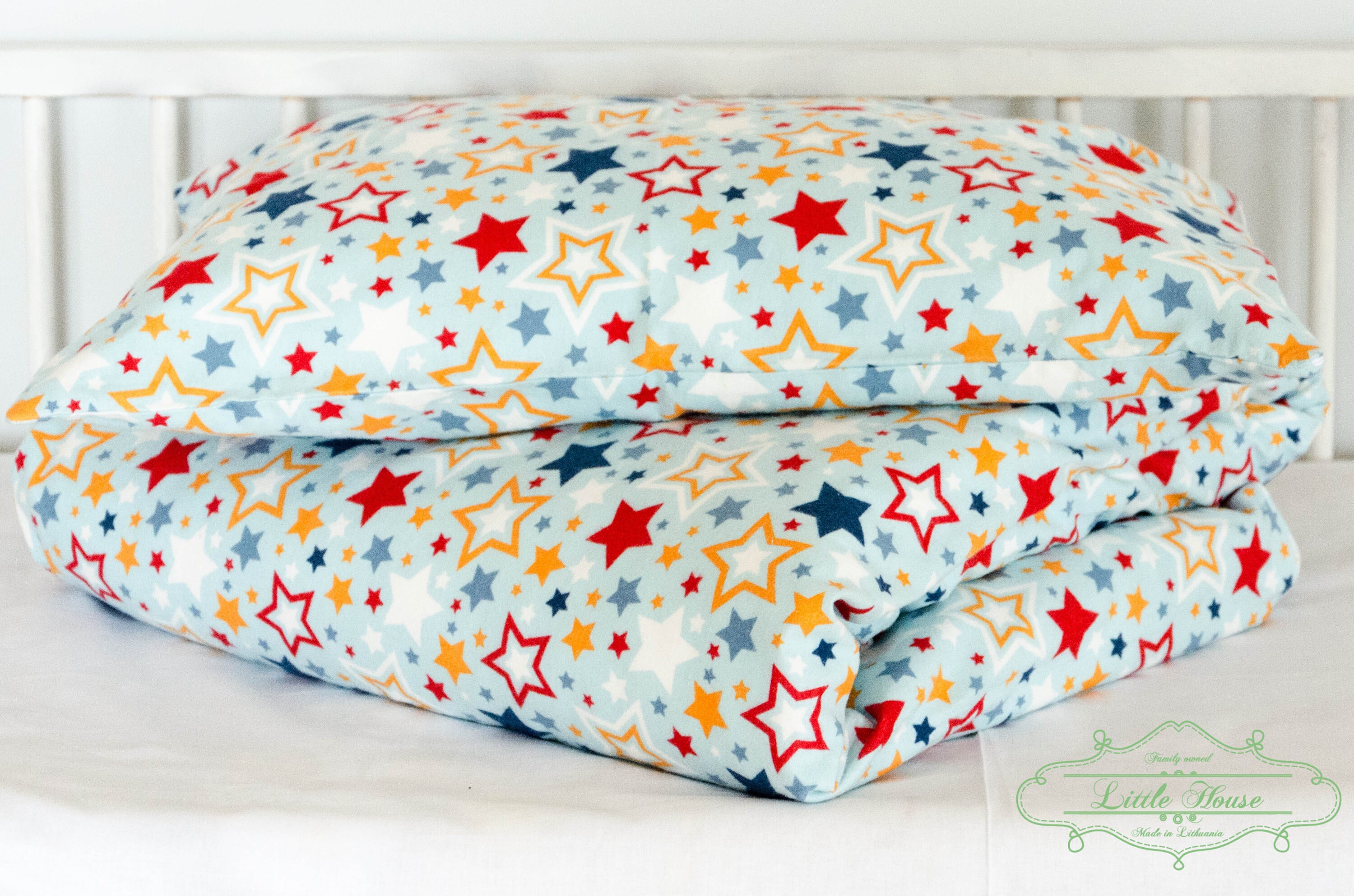 Star Flannel Baby Toddler Bedding Duvet Cover And Pillow Case Etsy