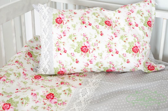 Shabby Chic Roses Baby Toddler Bedding Duvet Cover And Pillow Etsy