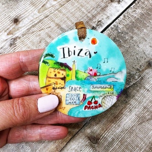 Ibiza Spain Landmarks Cute Ceramic Hanging Decoration Christmas