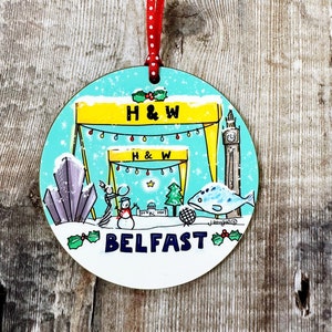 Pequenos marcos de Belfast Decoração suspensa em melamina e cartão duro Cena de Natal