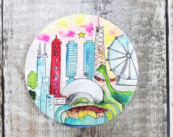 Chicago USA Little City landmarks Ceramic Coaster