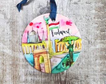 Budapest little landmarks Ceramic Hanging Decoration Christmas