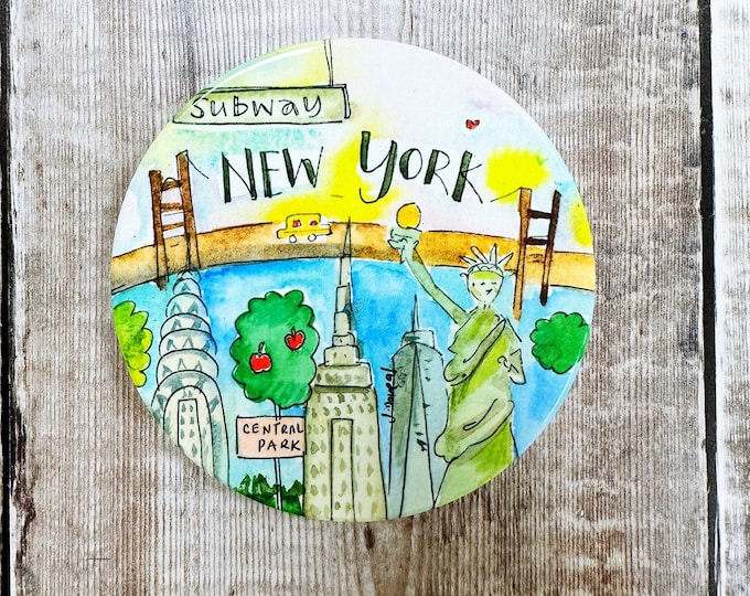 New York Little City landmarks Ceramic Coaster