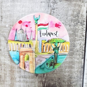 Zabytki Budapesztu Małe Miasto Ceramic Coaster