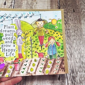 Plant dromen, trek onkruid en kweek een gelukkig leven Wenskaart Print