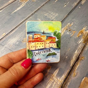 Dubrovnik Croatia Little City Landmark Cute Wooden Fridge Magnet