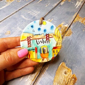Lisbon Portugal Little Landmarks Ceramic Hanging Decoration Christmas image 2