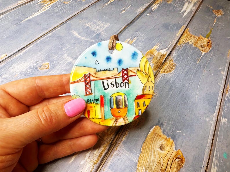 Lisbon Portugal Little Landmarks Ceramic Hanging Decoration Christmas image 2