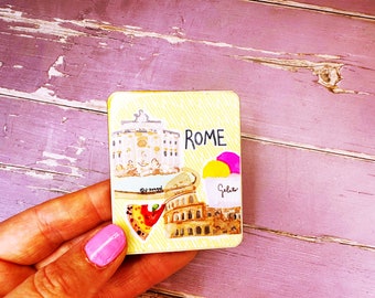 Rome Italy Little City Landmark Cute Wooden Fridge Magnet