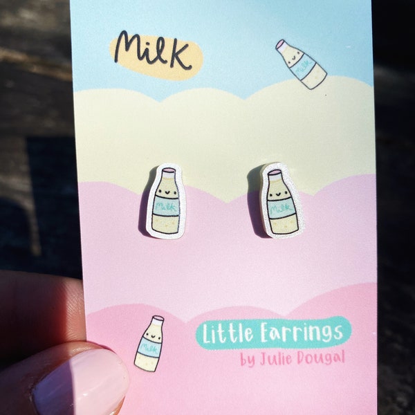 Little Acrylic Milk Bottle Earring Studs