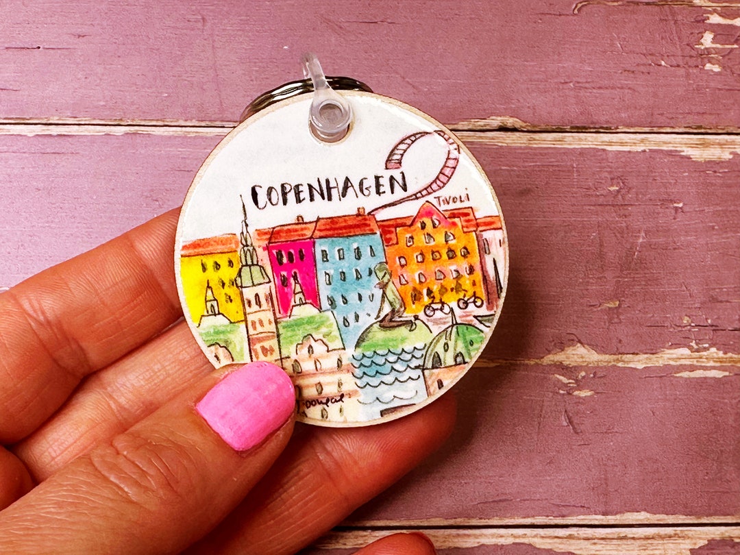 Copenhagen Denmark Travel Keepsake Wooden Printed Key Ring - Etsy UK