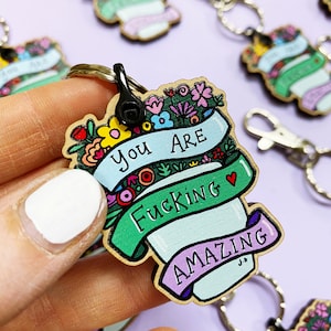 You are Amazing Cute Wooden Printed Key Ring