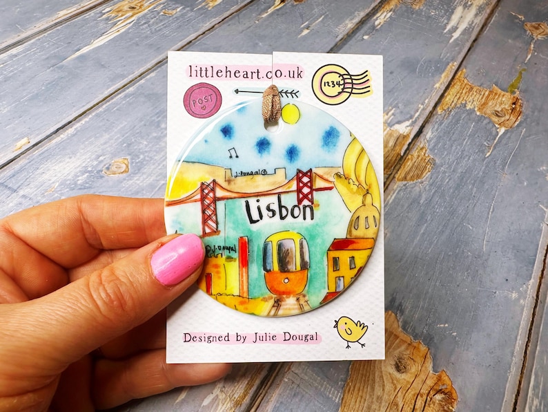 Lisbon Portugal Little Landmarks Ceramic Hanging Decoration Christmas image 5