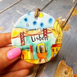 Lisbon Portugal Little Landmarks Ceramic Hanging Decoration Christmas image 3
