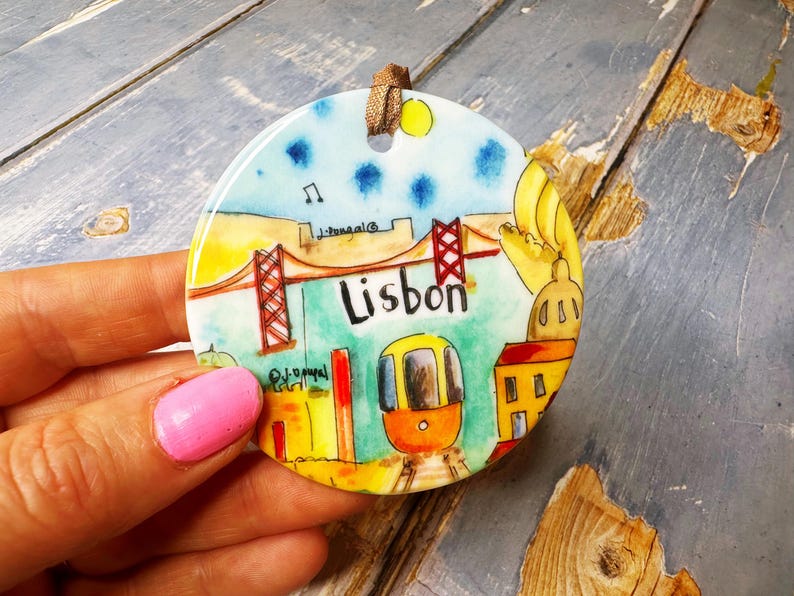 Lisbon Portugal Little Landmarks Ceramic Hanging Decoration Christmas image 3