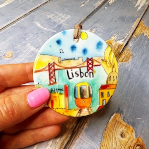 Lisbon Portugal Little Landmarks Ceramic Hanging Decoration Christmas