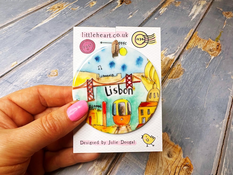 Lisbon Portugal Little Landmarks Ceramic Hanging Decoration Christmas image 4