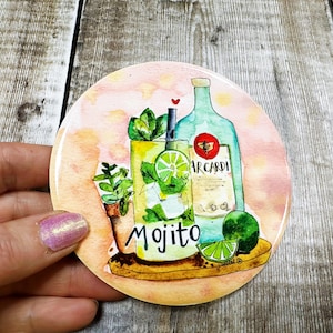 Mojito Rum Drinks and Cocktails Cute Ceramic Coaster