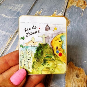 Aimant de réfrigérateur en bois mignon petite ville de Rio de Janeiro, Brésil