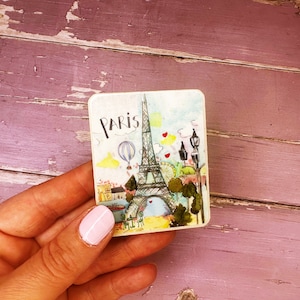 Paris France Little City Landmark Cute Wooden Fridge Magnet