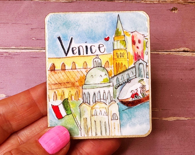 Venice Italy Little City Landmark Cute Wooden Fridge Magnet