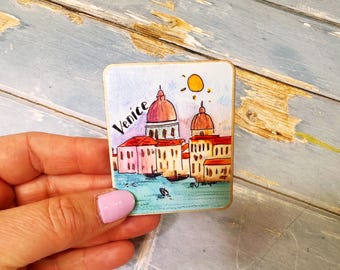 Venice Italy Dusk Cute Wooden Fridge Magnet