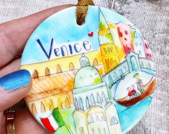 Venice Little City Landmark Ceramic Hanging Decoration Christmas Travel