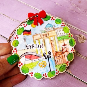 Berlin Germany Little City Landmark Wooden Hanging Decoration Christmas Travel Cute Kitsch