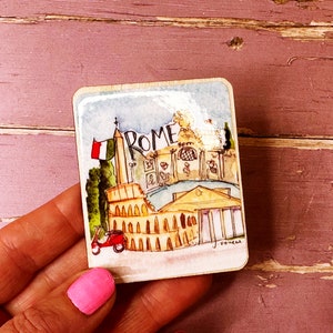 Rome Italy Little City Landmark Cute Wooden Fridge Magnet